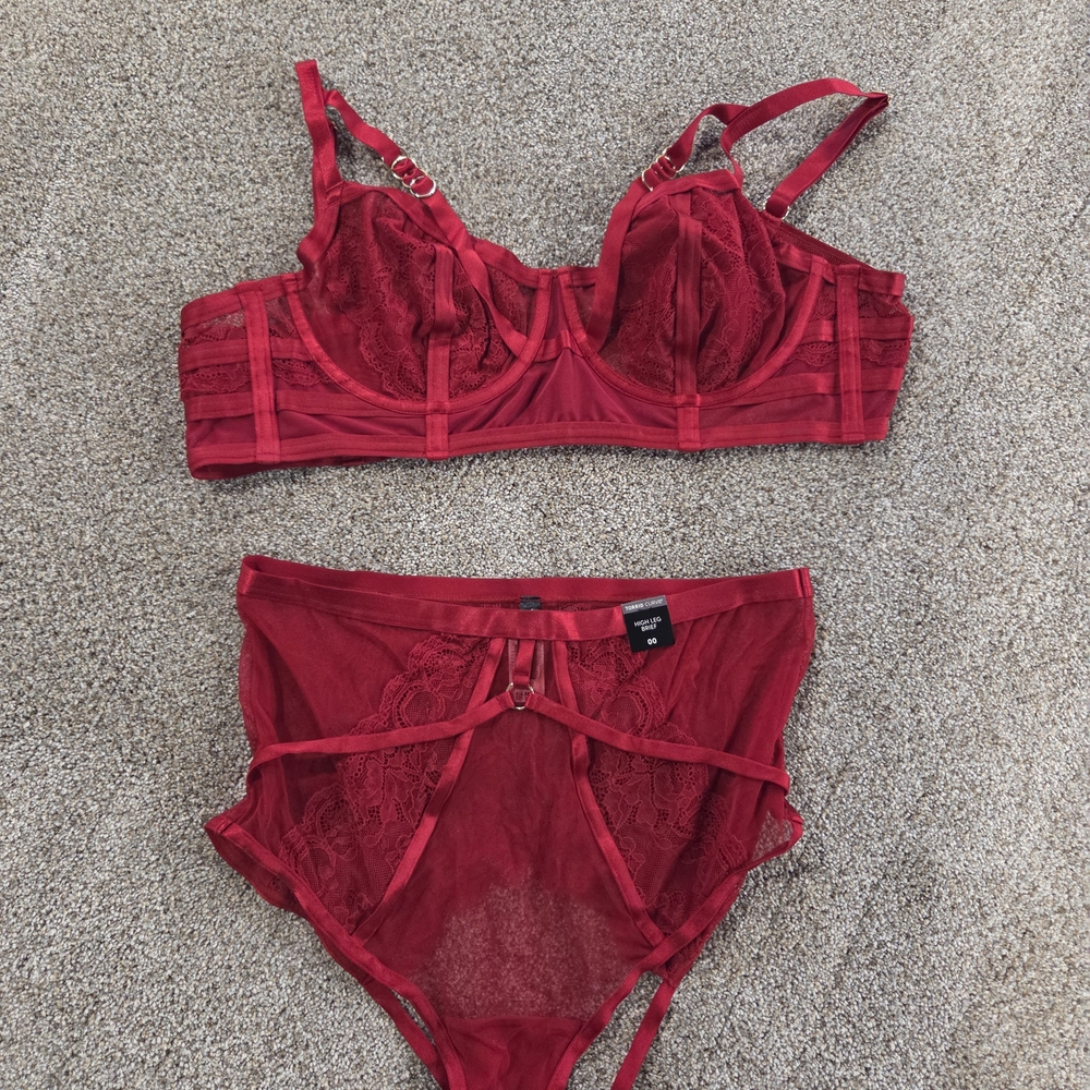 Torrid Red Lace Bra and Panty Set